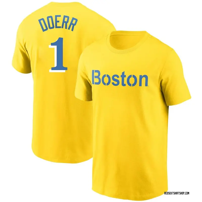 Men's Bobby Doerr Boston Red Sox Gold City Connect Name & Number T-Shirt