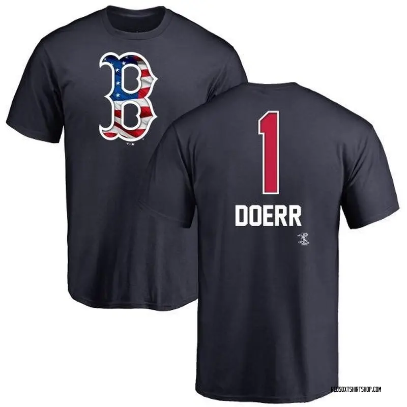 Men's Bobby Doerr Boston Red Sox Name and Number Banner Wave T-Shirt - Navy