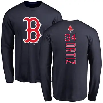 Men's David Ortiz Boston Red Sox Backer Long Sleeve T-Shirt - Navy