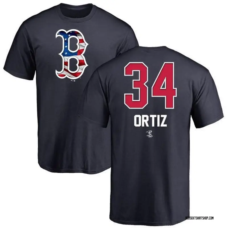 Men's David Ortiz Boston Red Sox Name and Number Banner Wave T-Shirt - Navy