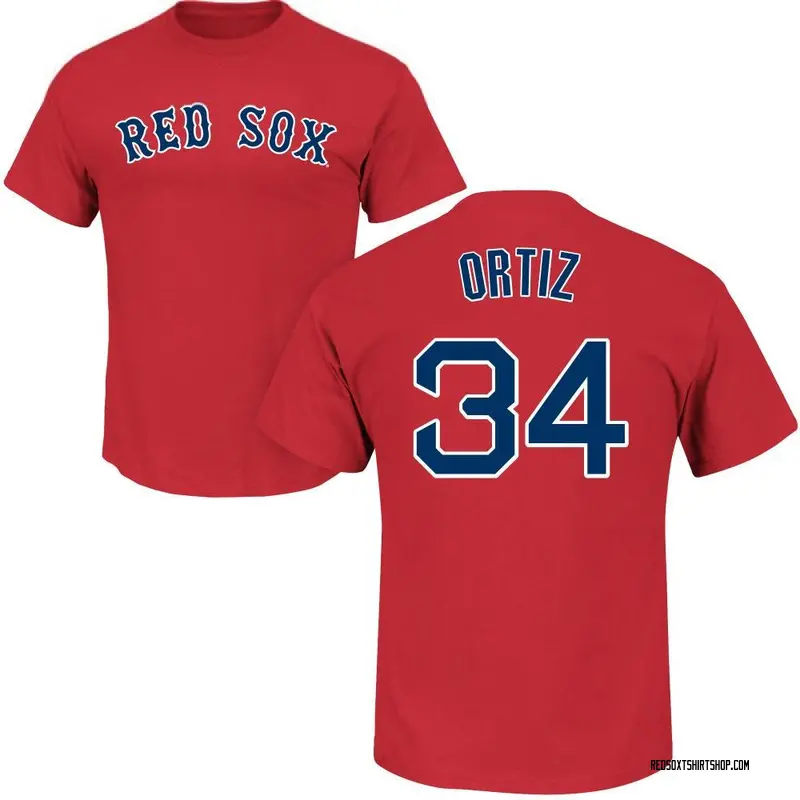 Men's David Ortiz Boston Red Sox Roster Name & Number T-Shirt - Scarlet