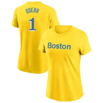 Women's Bobby Doerr Boston Red Sox Gold City Connect Name & Number T-Shirt
