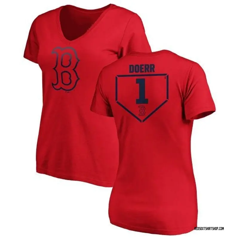 Women's Bobby Doerr Boston Red Sox RBI Slim Fit V-Neck T-Shirt - Red