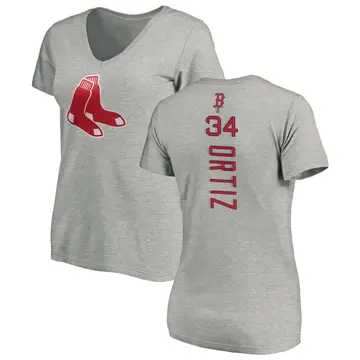 Women's David Ortiz Boston Red Sox Backer Slim Fit T-Shirt - Ash