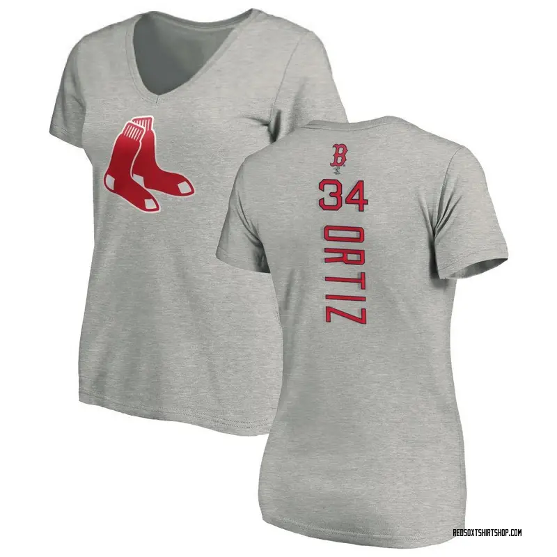 Women's David Ortiz Boston Red Sox Backer Slim Fit T-Shirt - Ash