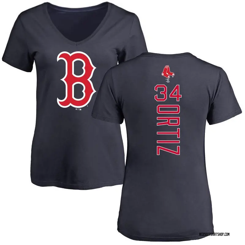 Women's David Ortiz Boston Red Sox Backer Slim Fit T-Shirt - Navy