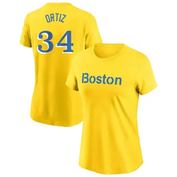 Women's David Ortiz Boston Red Sox Gold City Connect Name & Number T-Shirt