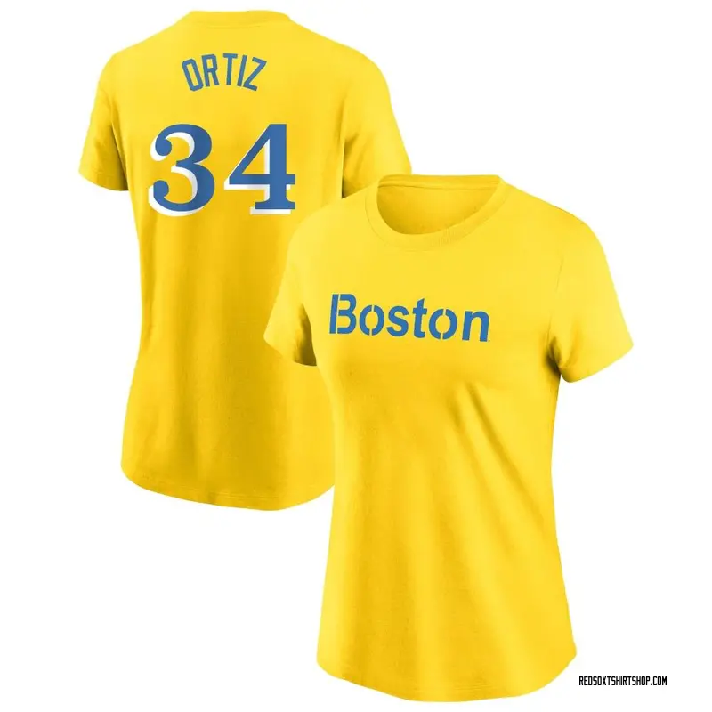 Women's David Ortiz Boston Red Sox Gold City Connect Name & Number T-Shirt