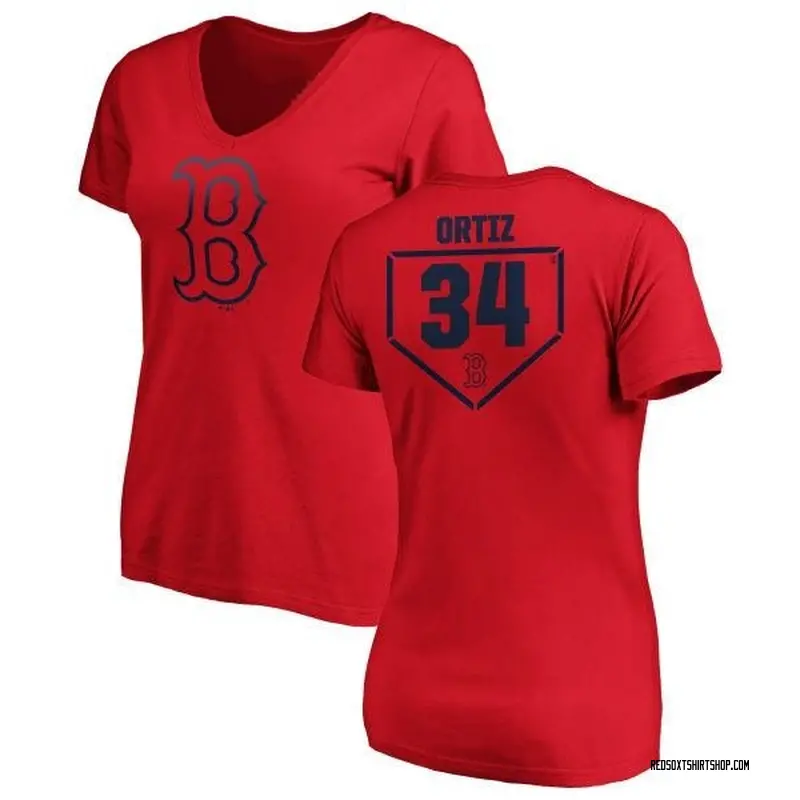 Women's David Ortiz Boston Red Sox RBI Slim Fit V-Neck T-Shirt - Red