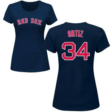 Women's David Ortiz Boston Red Sox Roster Name & Number T-Shirt - Navy