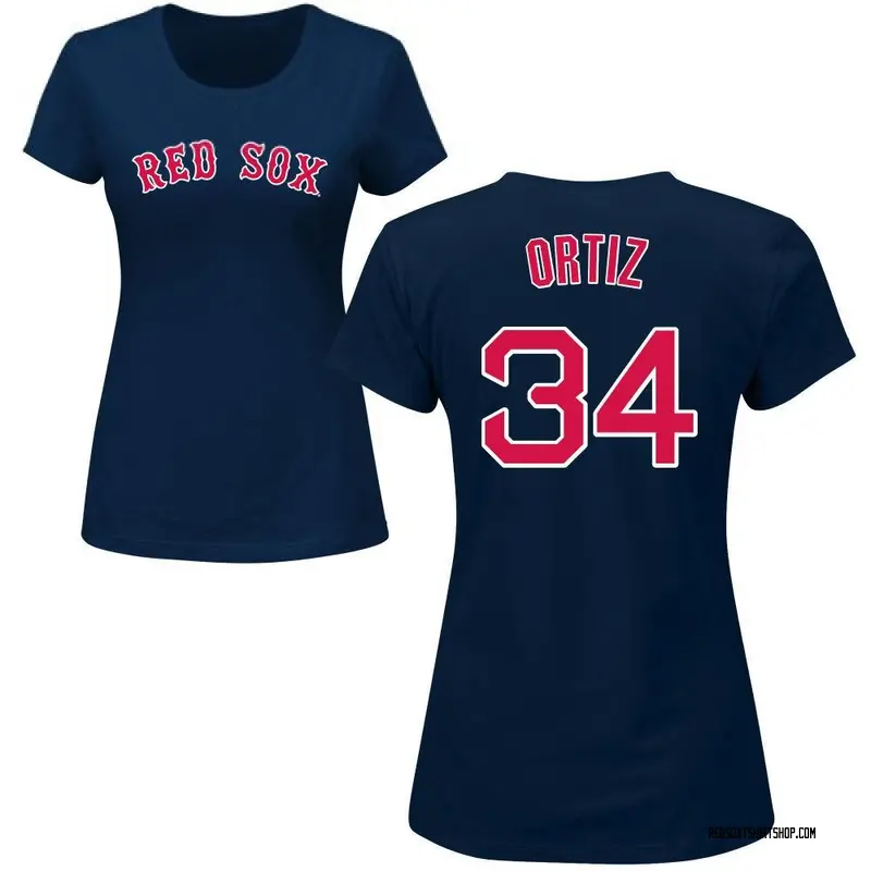 Women's David Ortiz Boston Red Sox Roster Name & Number T-Shirt - Navy