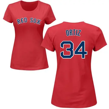 Women's David Ortiz Boston Red Sox Roster Name & Number T-Shirt - Red
