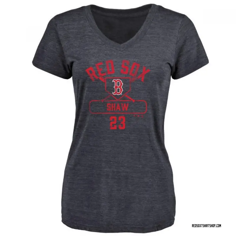 Women's Travis Shaw Boston Red Sox Base Runner Tri-Blend T-Shirt - Navy
