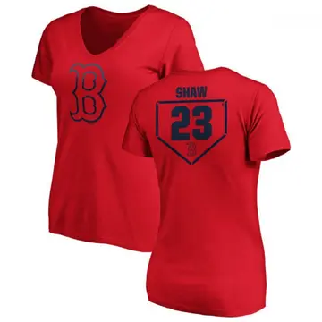 Women's Travis Shaw Boston Red Sox RBI Slim Fit V-Neck T-Shirt - Red
