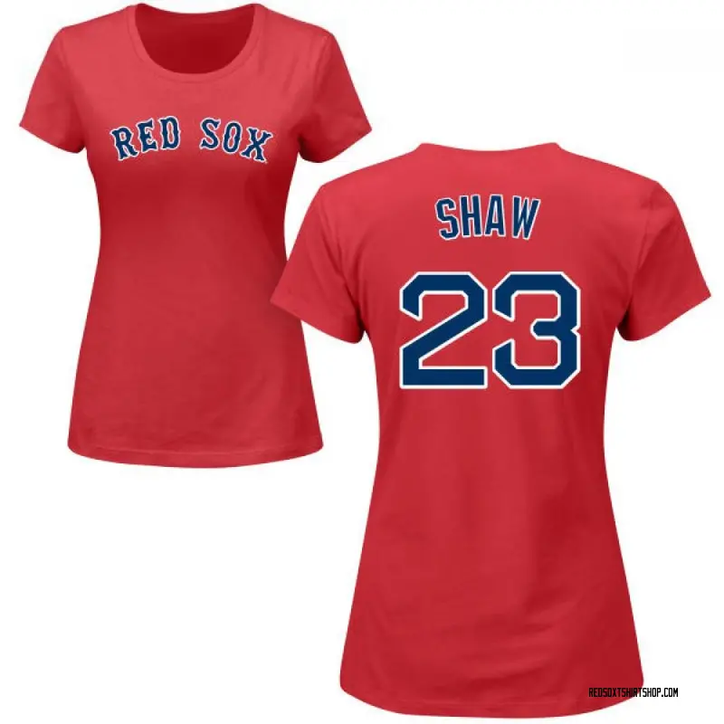 Women's Travis Shaw Boston Red Sox Roster Name & Number T-Shirt - Red