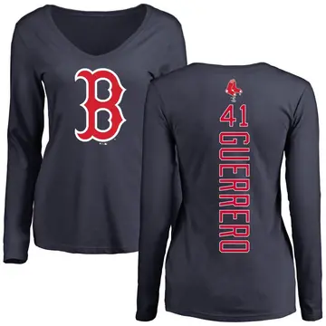 Women's Tyron Guerrero Boston Red Sox Backer Slim Fit Long Sleeve T-Shirt - Navy