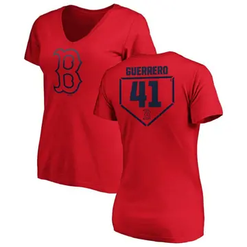 Women's Tyron Guerrero Boston Red Sox RBI Slim Fit V-Neck T-Shirt - Red
